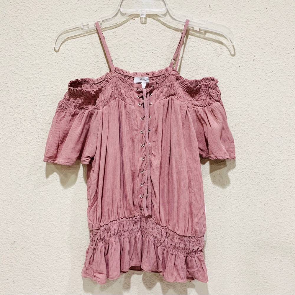 Open Shoulder Adjustable Strap Blouse (NWT)